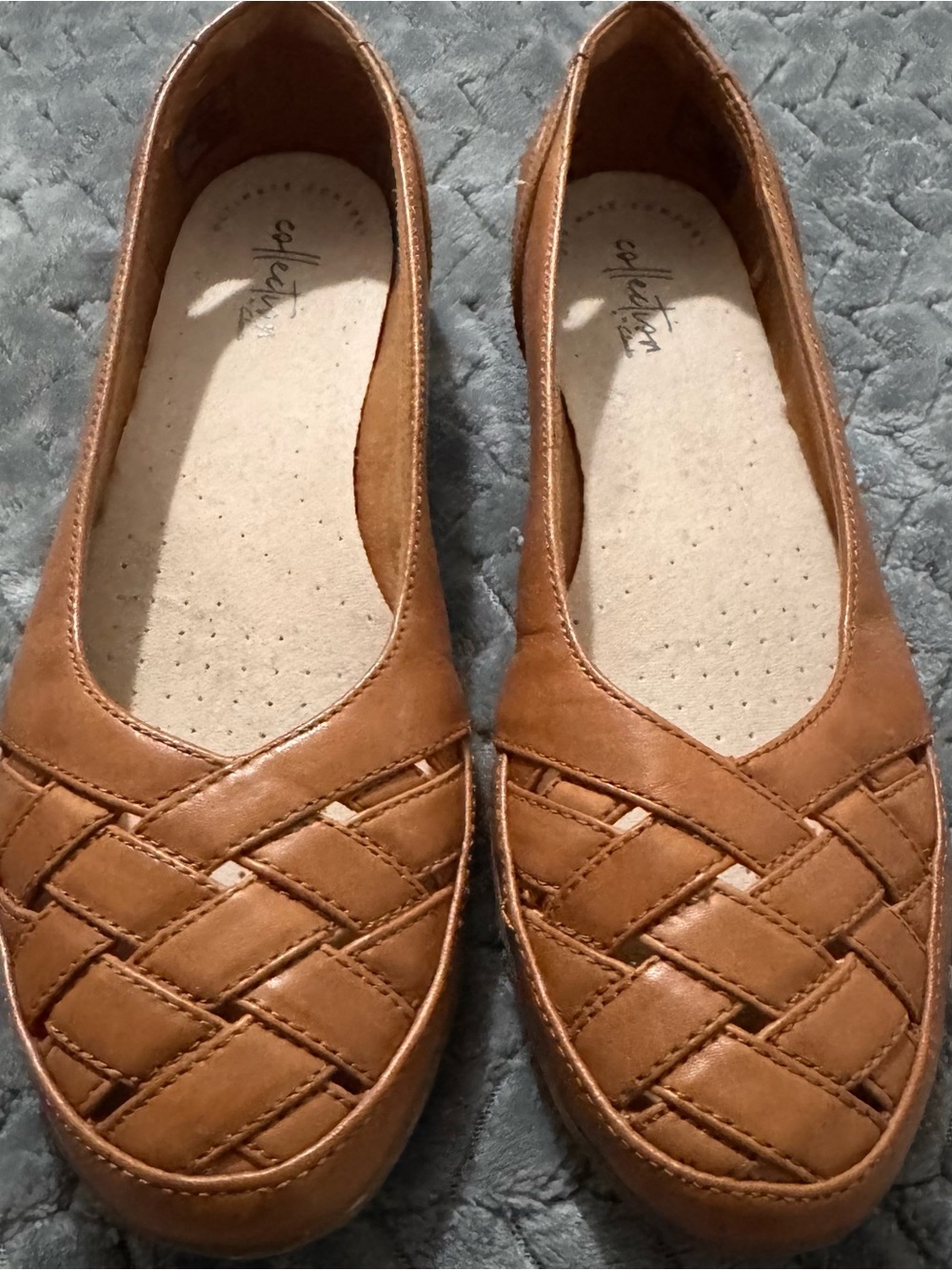 Clarks Collection Women's Tan Braided Slip-On Flats - Picture 2 of 10